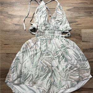 Tropical Leaf Print Romper